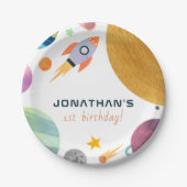 Rocket Trip Around The Sun Space Boy Birthday Pappteller (Vorderseite)