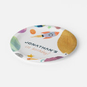 Rocket Trip Around The Sun Space Boy Birthday Pappteller (Schrägansicht)