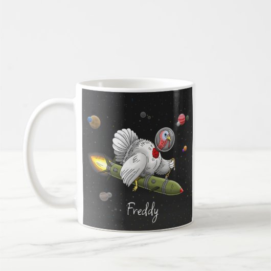 Rocket Truthahns Weltraumreise Kaffeetasse (Links)