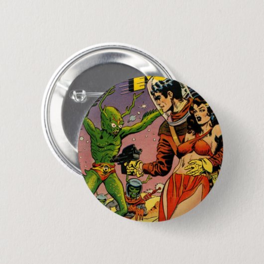 Rocket zum Mond-Comic Button (Vorne & Hinten)