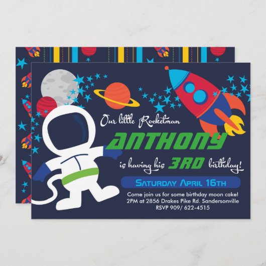 Rocketman 12x18 Birthday Invite Einladung (Vorne/Hinten)