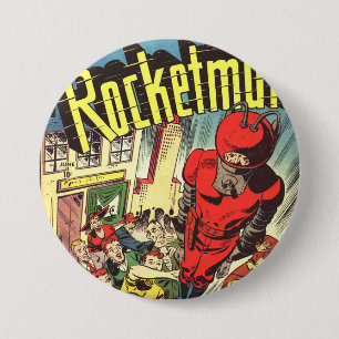 Rocketman Vintage Comicen Button