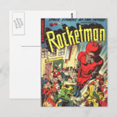 Rocketman Vintage-Comics Postkarte (Vorne/Hinten)