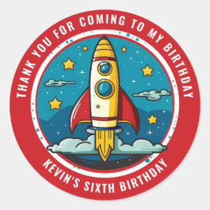 Rocketship Birthday Vielen Dank Runder Aufkleber