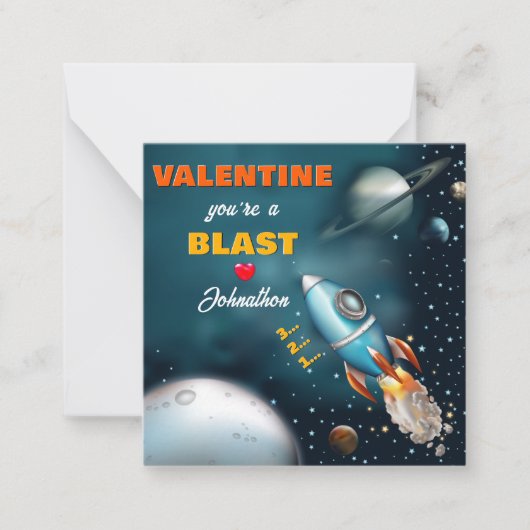 Rocketship Blass Off Kids Klasse Valentine Karte (Vorderseite)