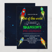 Rocketship-Geburtstagsfeier Einladung (Vorne/Hinten)