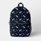 Rocketship-Muster-Rucksack Bedruckter Rucksack (Vorderseite)