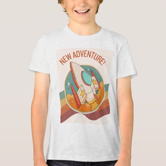 Rocketship Neues Abenteuer Tri-Blend Shirt (Vorderseite)