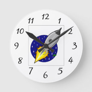 ROCKETSHIP-RÄUME RUNDE WANDUHR