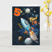 Rocketship Space Adventure Geburtstag Karte (Gelbe Blume)