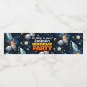 Rocketship Space Adventure Geburtstag Wasserflaschenetikett (Einzelnes Label)