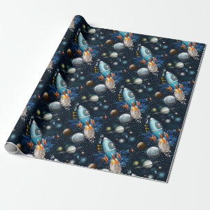 Rocketship Space Adventure Geschenkpapier