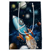 Rocketship Space Adventure Kindergeburtstag Mittlere Geschenktüte (Rückseite)