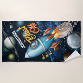 Rocketship Space Adventure personalisieren Strandtuch (Vorderseite)