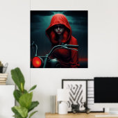 Rockeuse mit Rotem Hut im Feuer Poster (Heimbüro)