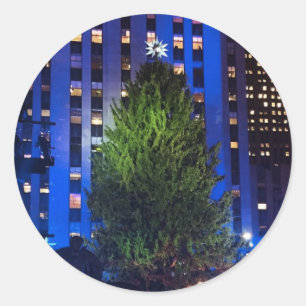 Rockfeller Center Weihnachtsbaum NYC Fotograf Runder Aufkleber