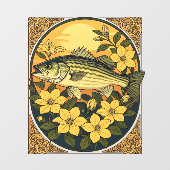 Rockfische und Gelbe Jasmin-Blume Fensteraufkleber (Blatt)