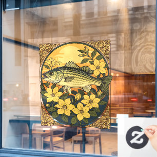 Rockfische und Gelbe Jasmin-Blume Fensteraufkleber
