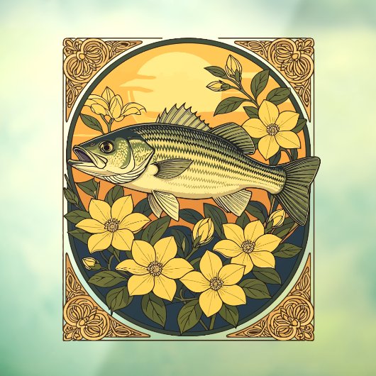 Rockfische und Gelbe Jasmin-Blume Fensteraufkleber (Blatt 3)