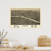 Rockford Illinois 1880 Antique Panoramabalkarte Poster (Küche)