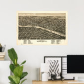 Rockford Illinois 1880 Antique Panoramabalkarte Poster (Heimbüro)