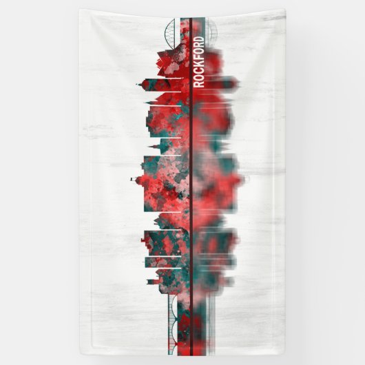 Rockford Illinois Skyline Banner (Vertikal)