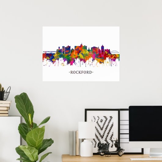 Rockford Illinois Skyline Poster (Heimbüro)
