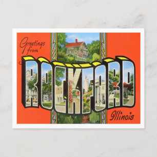 Rockford, Illinois Vintag Big Letters Postcard Postkarte