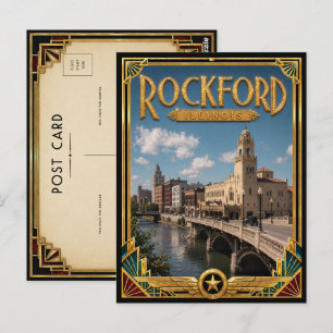 Rockford Illinois Vintage Art Deco Golden Age Postkarte