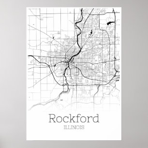 Rockford-Karte - Illinois - Stadt-Karten-Plakat Poster