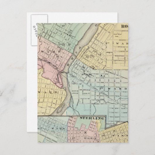 Rockford, Sterling und Rock Falls Postkarte (Vorne/Hinten)