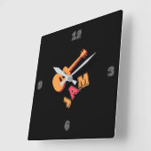 Rockgitarre, Musik-Jam-Stil, Orange & Rote Kunst Quadratische Wanduhr (Winkel)