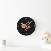 Rockgitarre, Musik-Jam-Stil, Orange & Rote Kunst Runde Wanduhr (Zuhause)