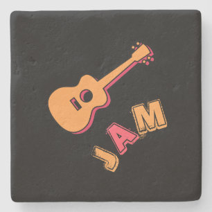 Rockgitarre, Musik-Jam-Stil, Orange & Rote Kunst Steinuntersetzer