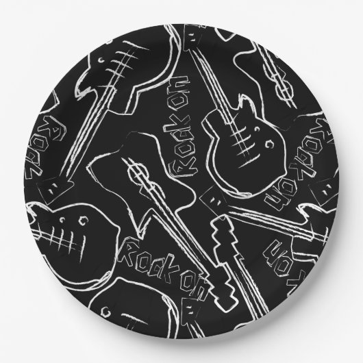 Rockgitarre Pappteller (Vorderseite)