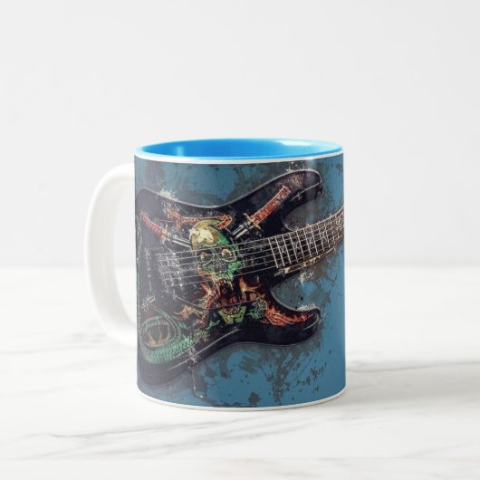 Rockgitarre Zweifarbige Tasse (Vorderseite Links)