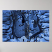 Rockgitarren in den blauen Tiefen ändern Poster (Vorne)