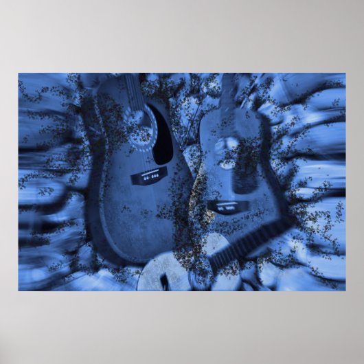 Rockgitarren in den blauen Tiefen ändern Poster (Vorne)