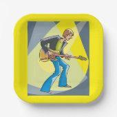Rockgitarrist 70er Stil Musiker Pappteller (Vorderseite)