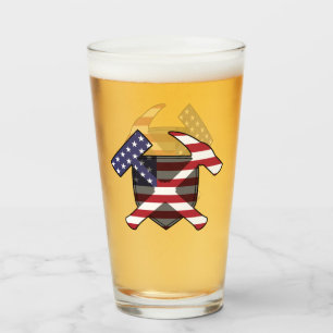 Rockhammer des Geologen mit amerikanischer Flagge Glas