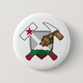 Rockhammer-Schild des Geologen - California-Flagge Button (Vorderseite)