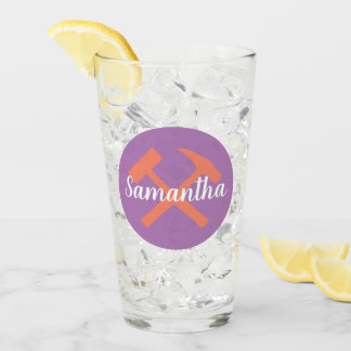 Rockhammer und Personalisierter Name des Geologen Glas