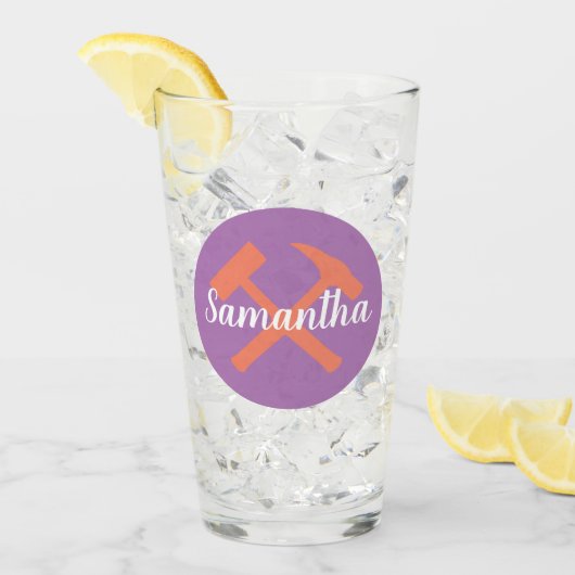 Rockhammer und Personalisierter Name des Geologen Glas (Vorderseite Ice)