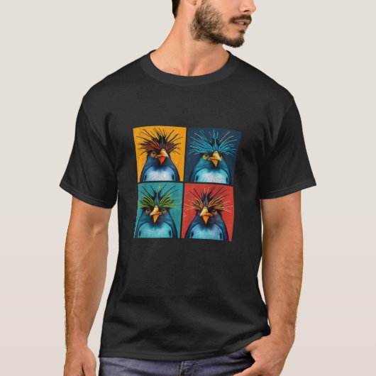 Rockhopper Penguin Pop Art Design Illustration Col T-Shirt (Vorderseite)