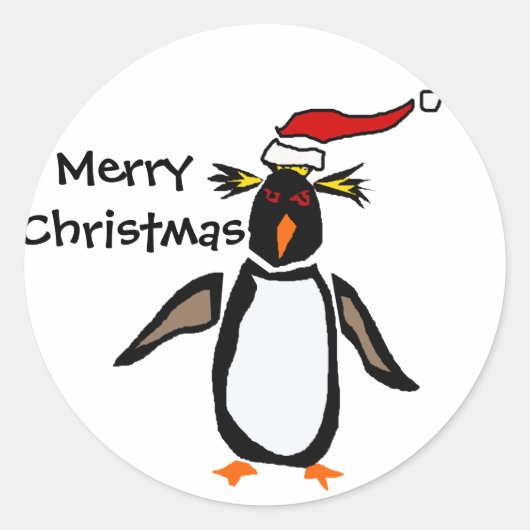 Rockhopper Penguin Weihnachtskunst Runder Aufkleber (Vorderseite)