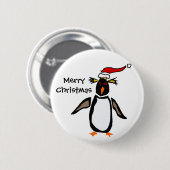 Rockhopper Pinguin-Weihnachtskunst Button (Vorne & Hinten)