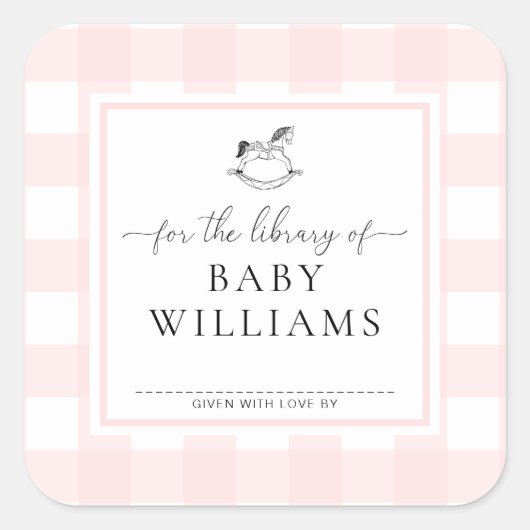 Rockhorn-Bibliothek von Rock Gingham, Buchzeichen Quadratischer Aufkleber (Vorderseite)