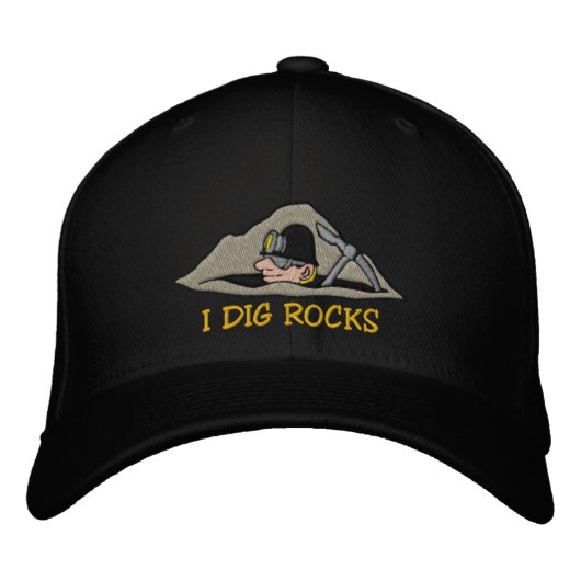 Rockhound "I Dig Rocks" bestickte Cap Kappe (Vorderseite)