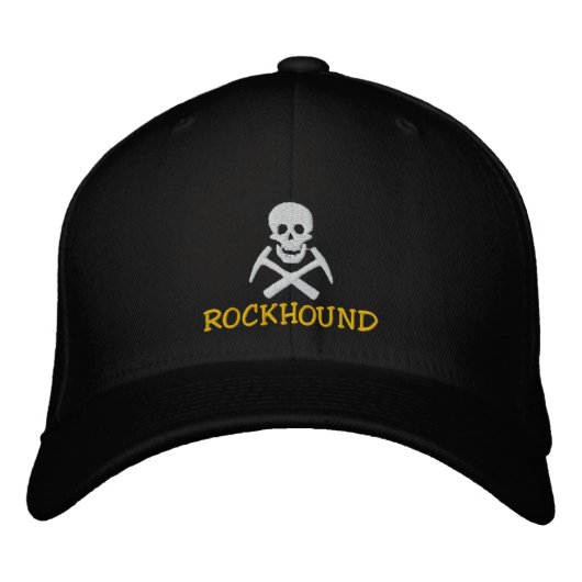 Rockhound-Schädel und Kreuzstifte, bestickt Bestickte Kappe (Vorderseite)