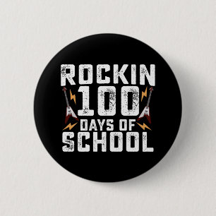 Rockin 100 Days of School Rock Gitarre Vintag Button